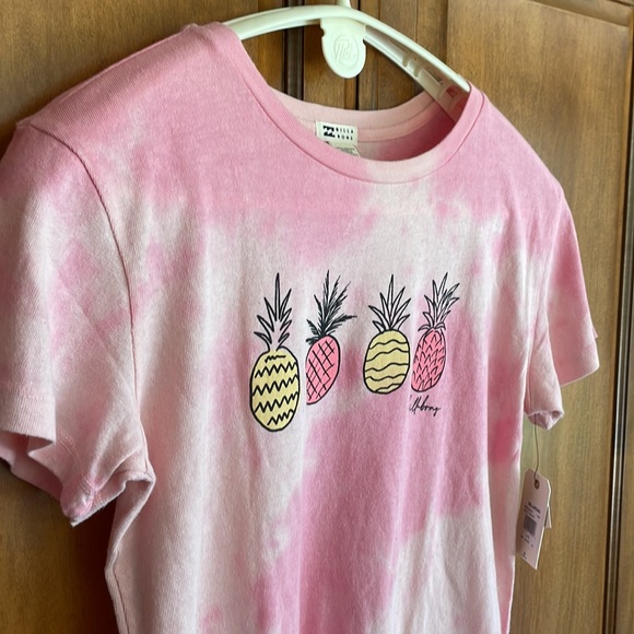 BILLABONG “Keep it Beachy” Pink T shirt with Pineapples print New w/ Tag Size L - Picture 10 of 10